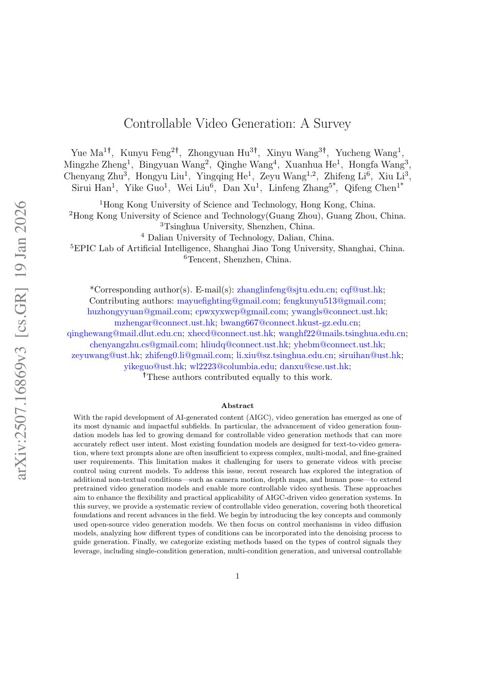 Controllable video generation survey preview